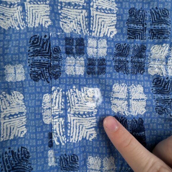 Nat Nast Button Up Shirt Short Sleeve Men’s XL Silk Cotton Geometric Tiki Adult - Picture 11 of 14